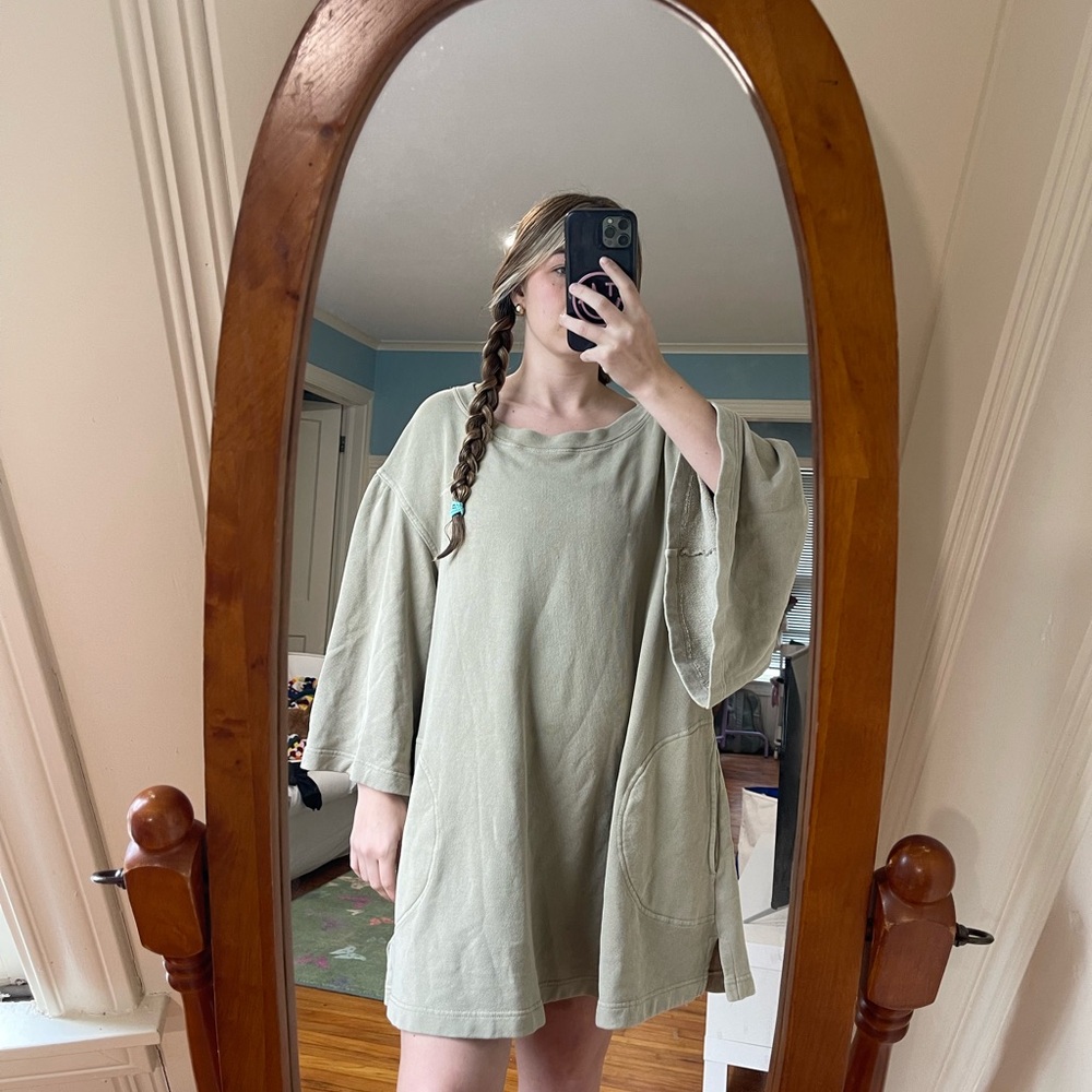 Free People Relaxed Fit Tunic in Soft Green